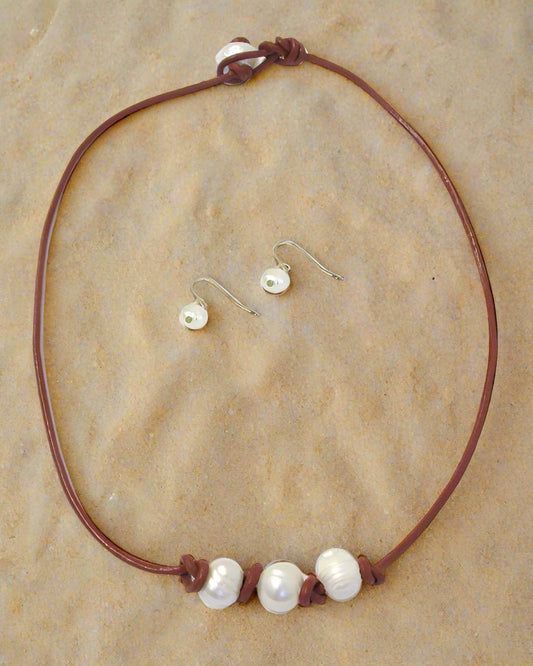 Freshwater Pearl Cord Necklace Set-0