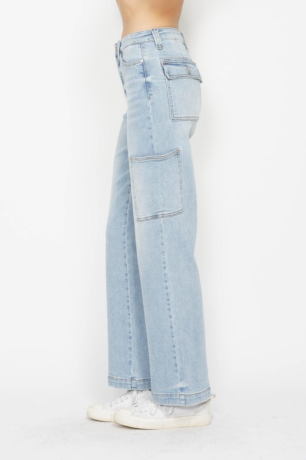 Judy Blue Full Size High Waist Straight Cargo Jeans-4