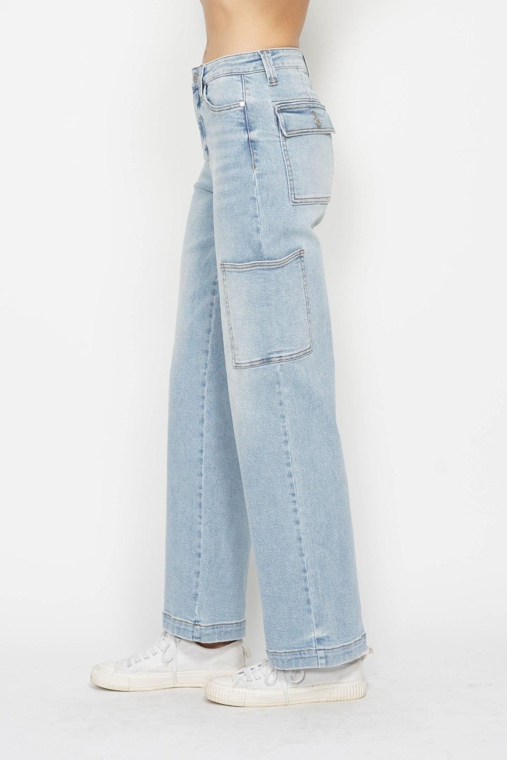 Judy Blue Full Size High Waist Straight Cargo Jeans-3