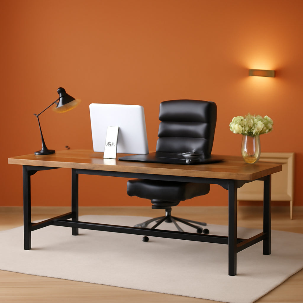 Large Rustic Computer Desk for Home Office Workstation-0