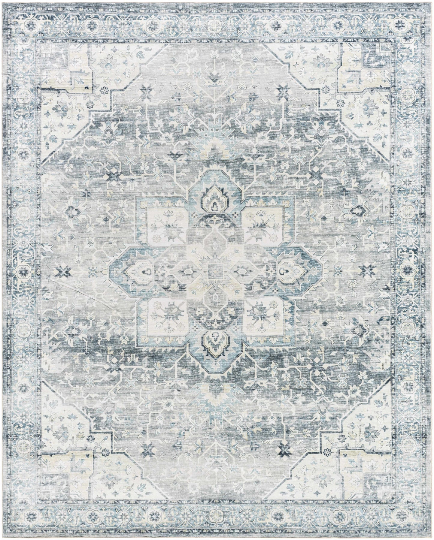 Mauro Blue Medallion Washable Area Rug - Clearance