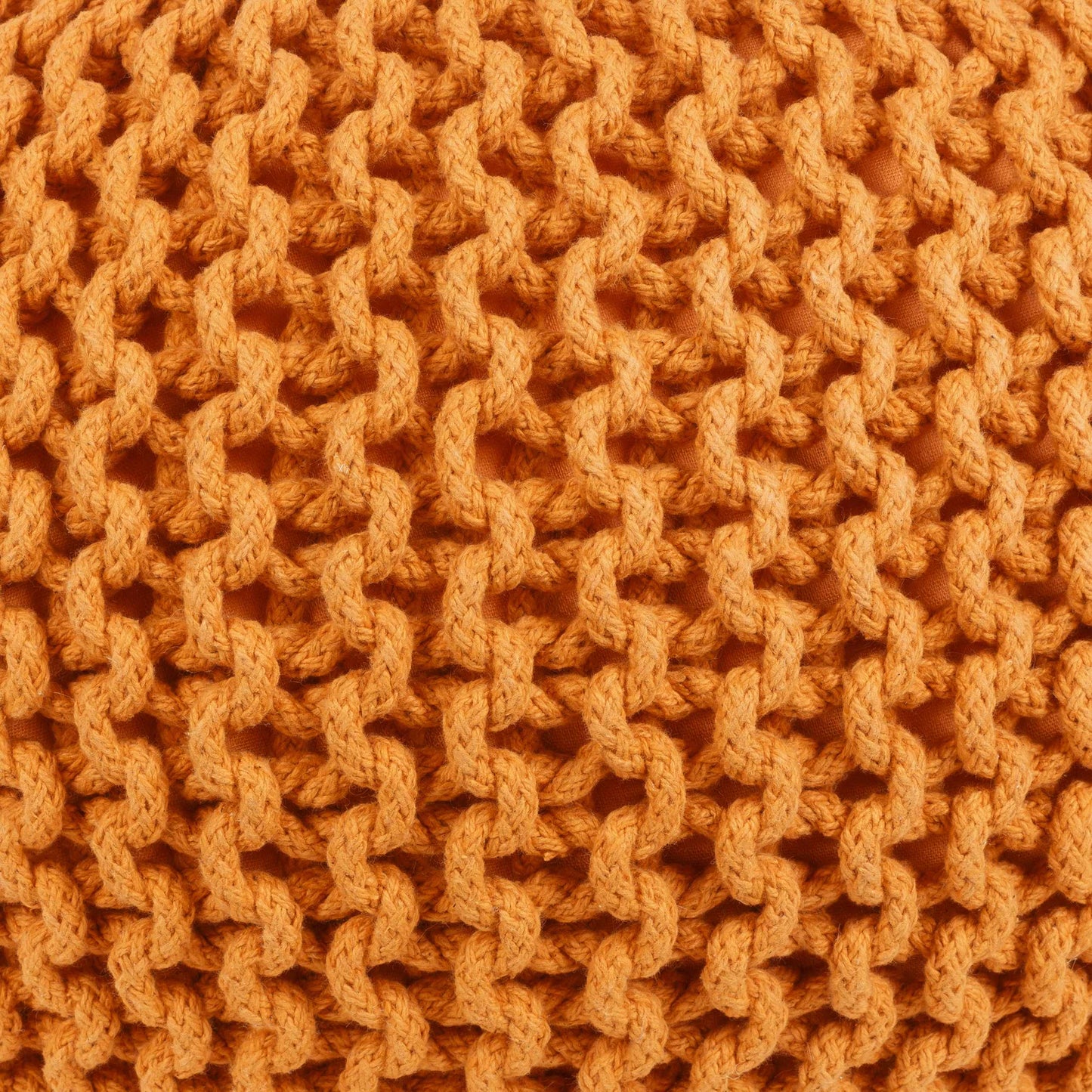 Morimondo Orange Knitted Cotton Pouf-3