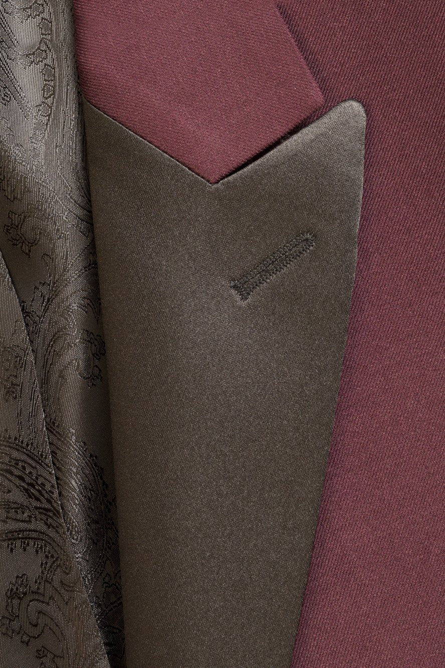 "Milan" Burgundy Tuxedo Jacket Peak (Separates)-0