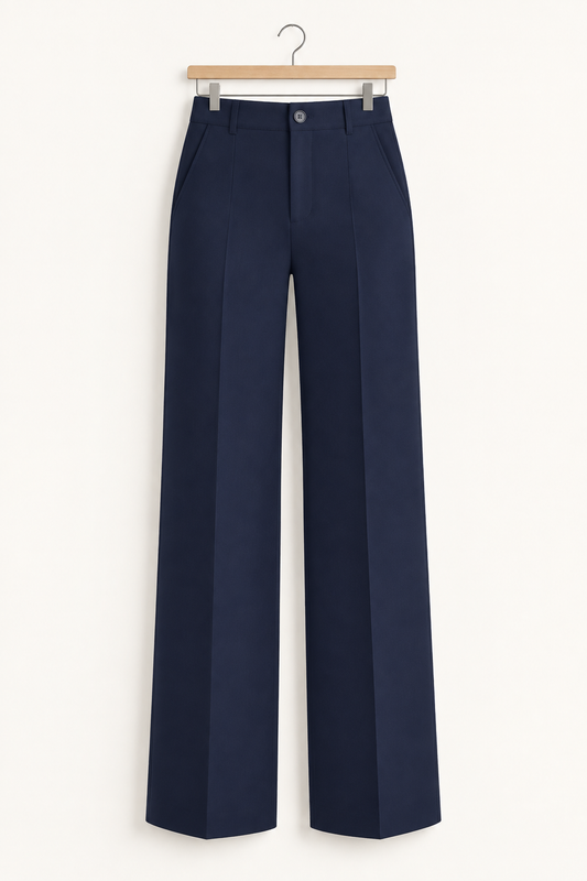 Button-Detail High-Waist Wide-Leg Pants
