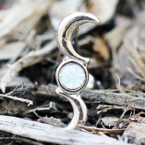 316L Stainless Steel Crescent and Full Moon Top Down Navel Ring-0