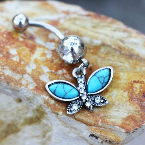 Butterfly Dangle Navel Ring-0