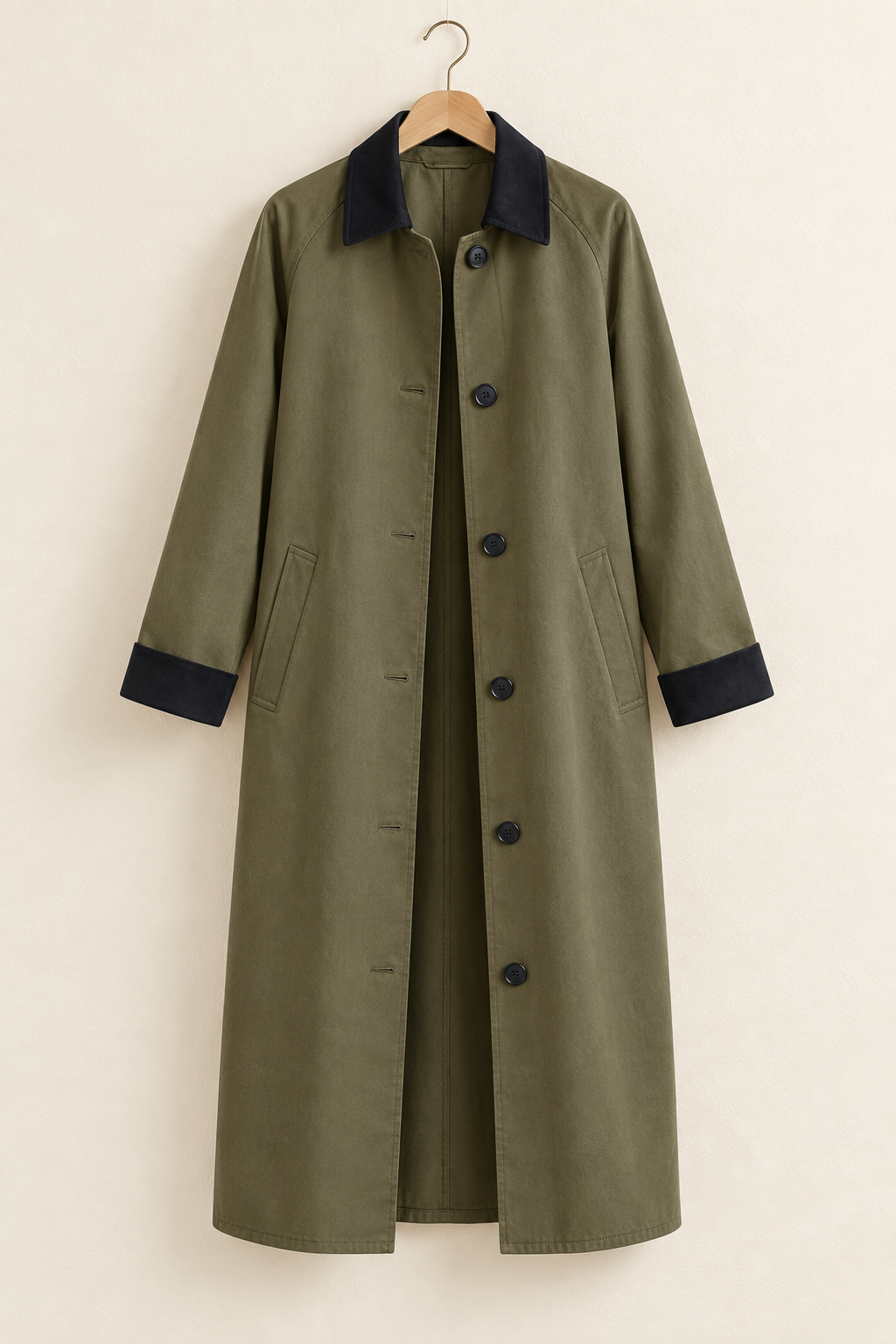 The Arden Contrast-Collar Long Coat