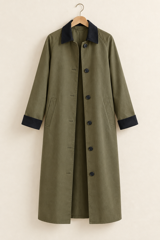 The Arden Contrast-Collar Long Coat