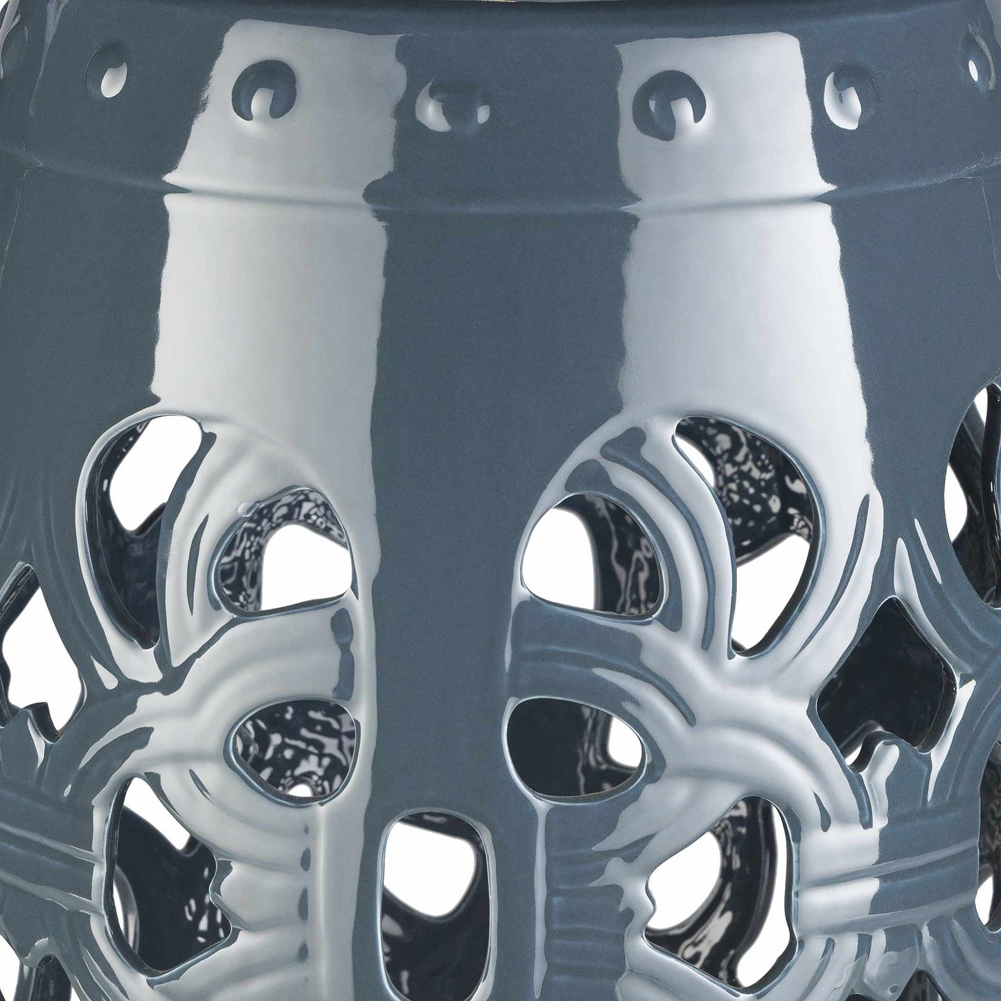 Teal Blue Lattice Ceramic Stool-2