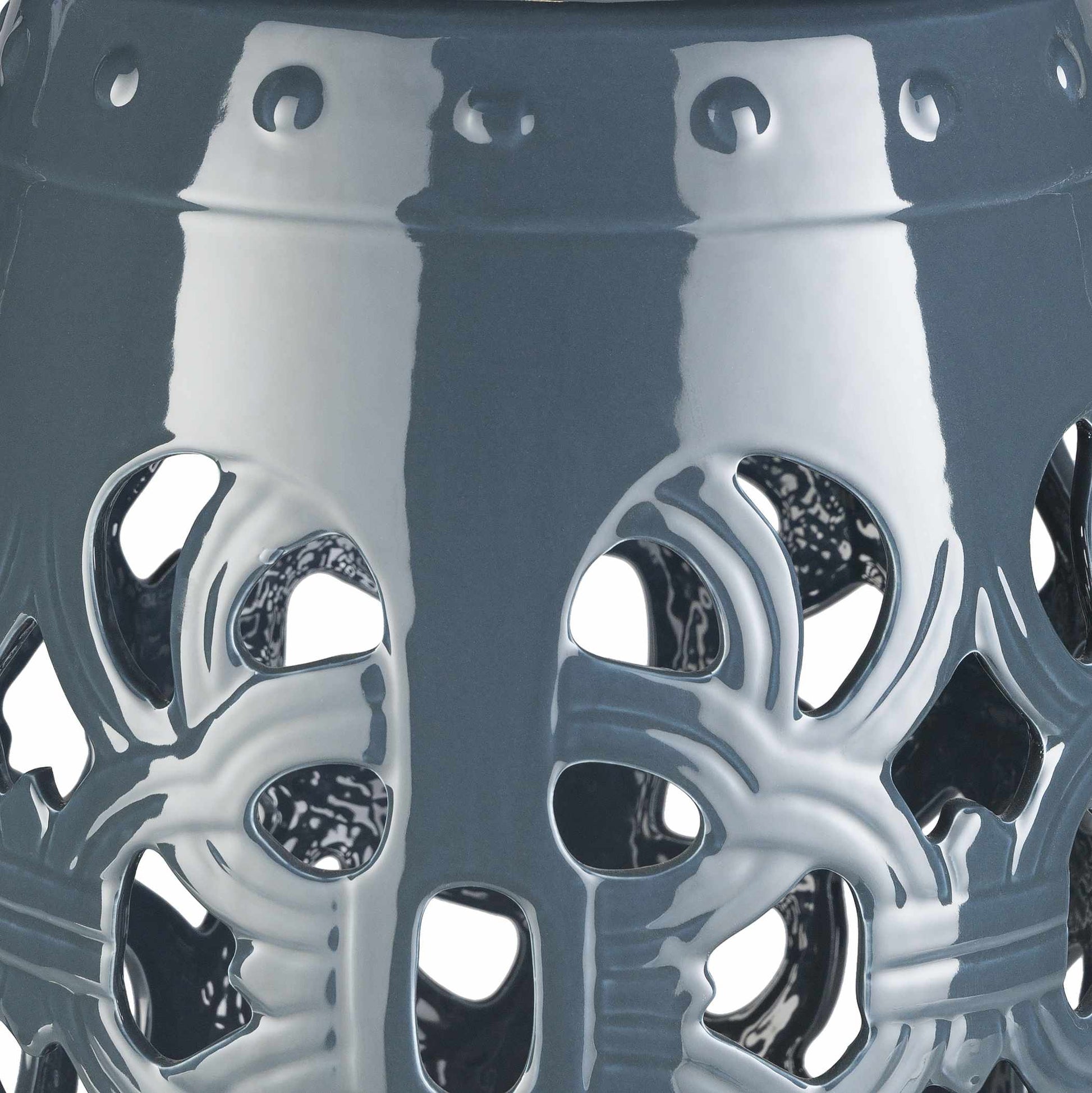 Teal Blue Lattice Ceramic Stool-2