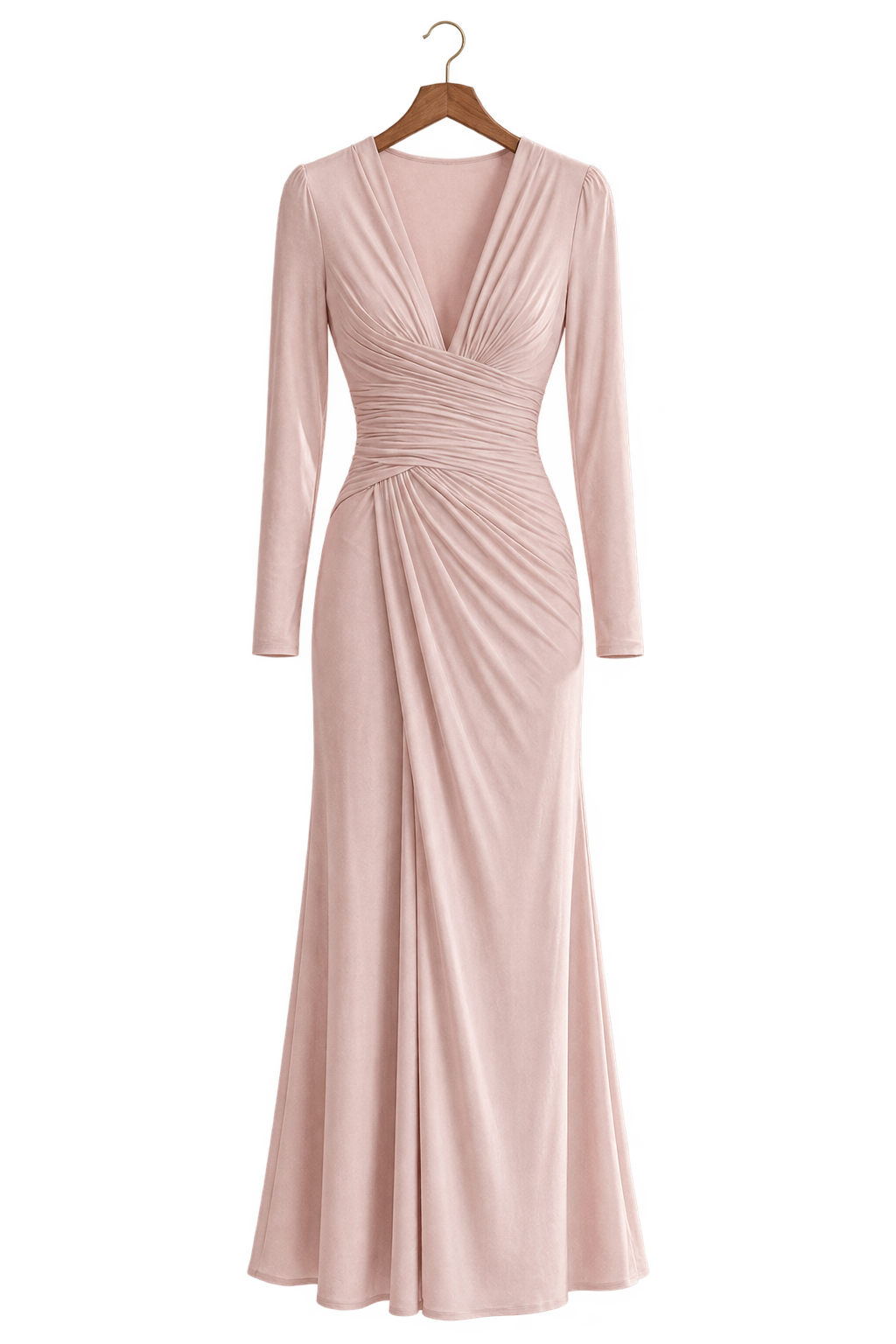 Full Size Ruched Long Sleeve Midi Dress Plus Size