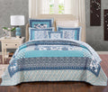 Tache cotton Floral Patchwork Blue Elegance Bedspread Coverlet Quilt Set (JHW-657)-5