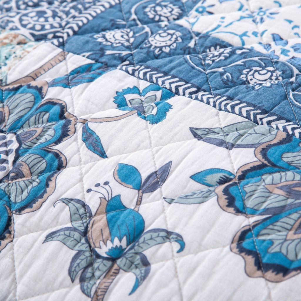 Tache cotton Floral Patchwork Blue Elegance Bedspread Coverlet Quilt Set (JHW-657)-1