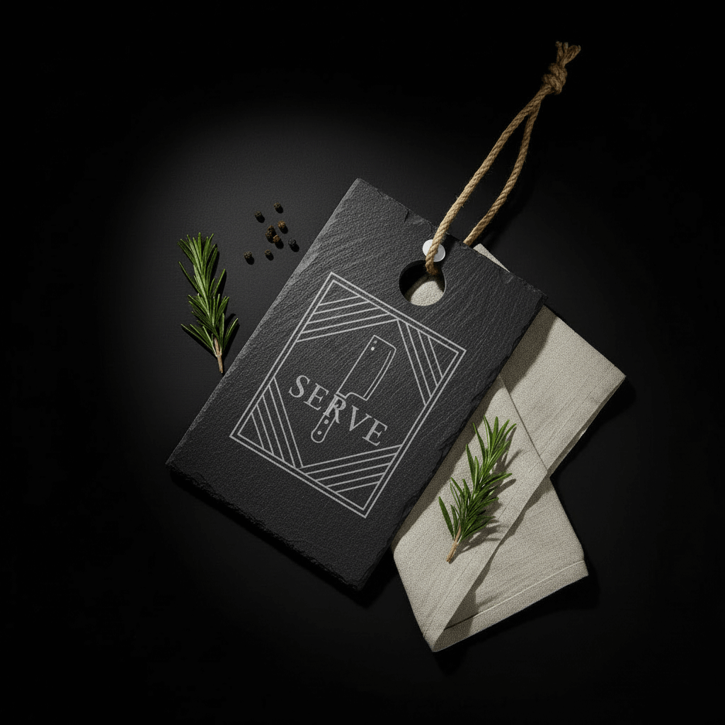 Personalized slate cutting board 9x6 with Hanger String-2