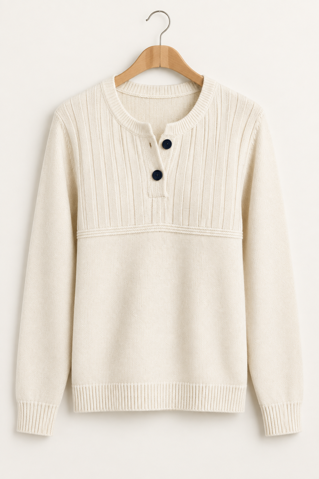 Ribbed Button Detail Sweater