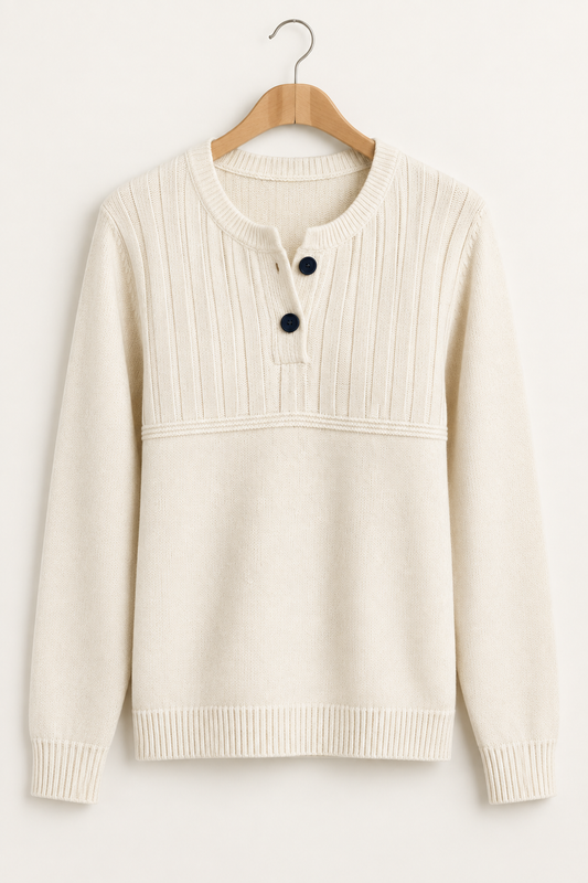 Ribbed Button Detail Sweater