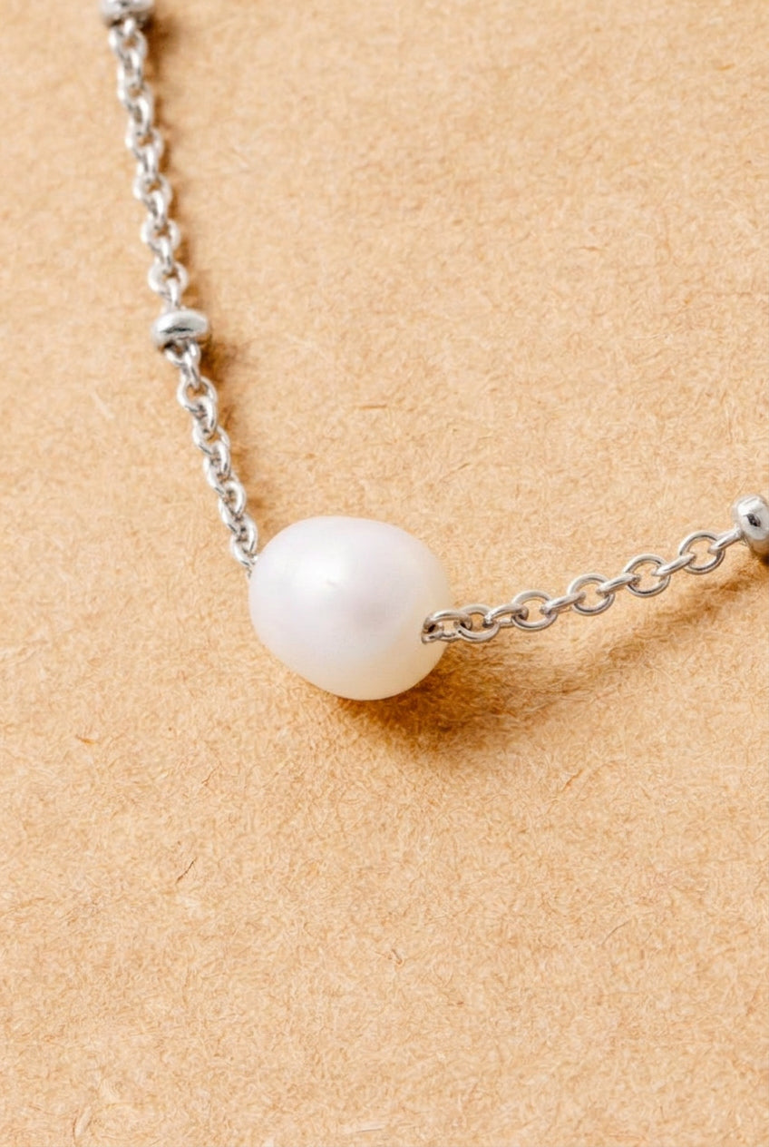 Isla Silver Dipped Pearl Pendant Necklace-3