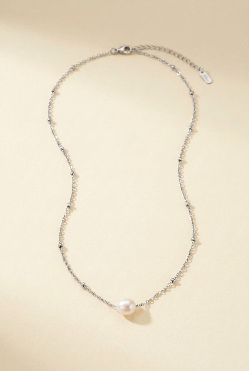 Isla Silver Dipped Pearl Pendant Necklace-0