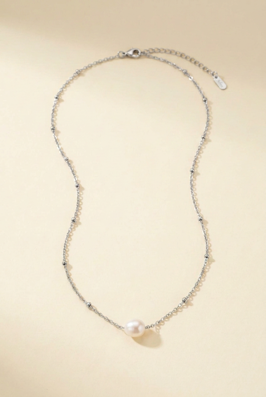 Isla Silver Dipped Pearl Pendant Necklace-0