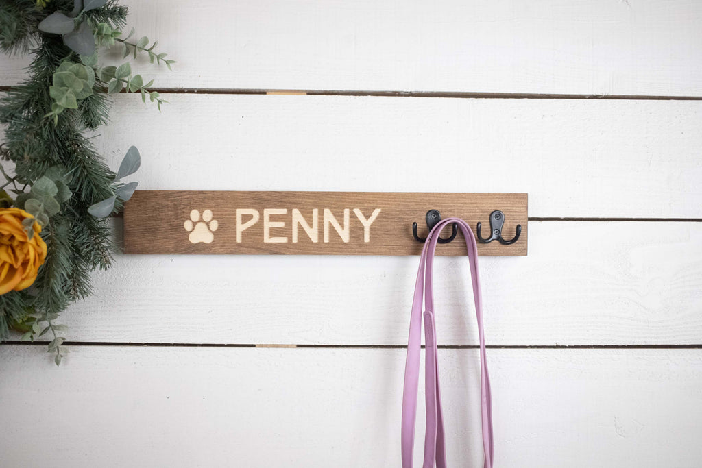 Horizontal Personalized Leash Holder, Engraved Backpack Hook, Customizable Coat Hook,-4