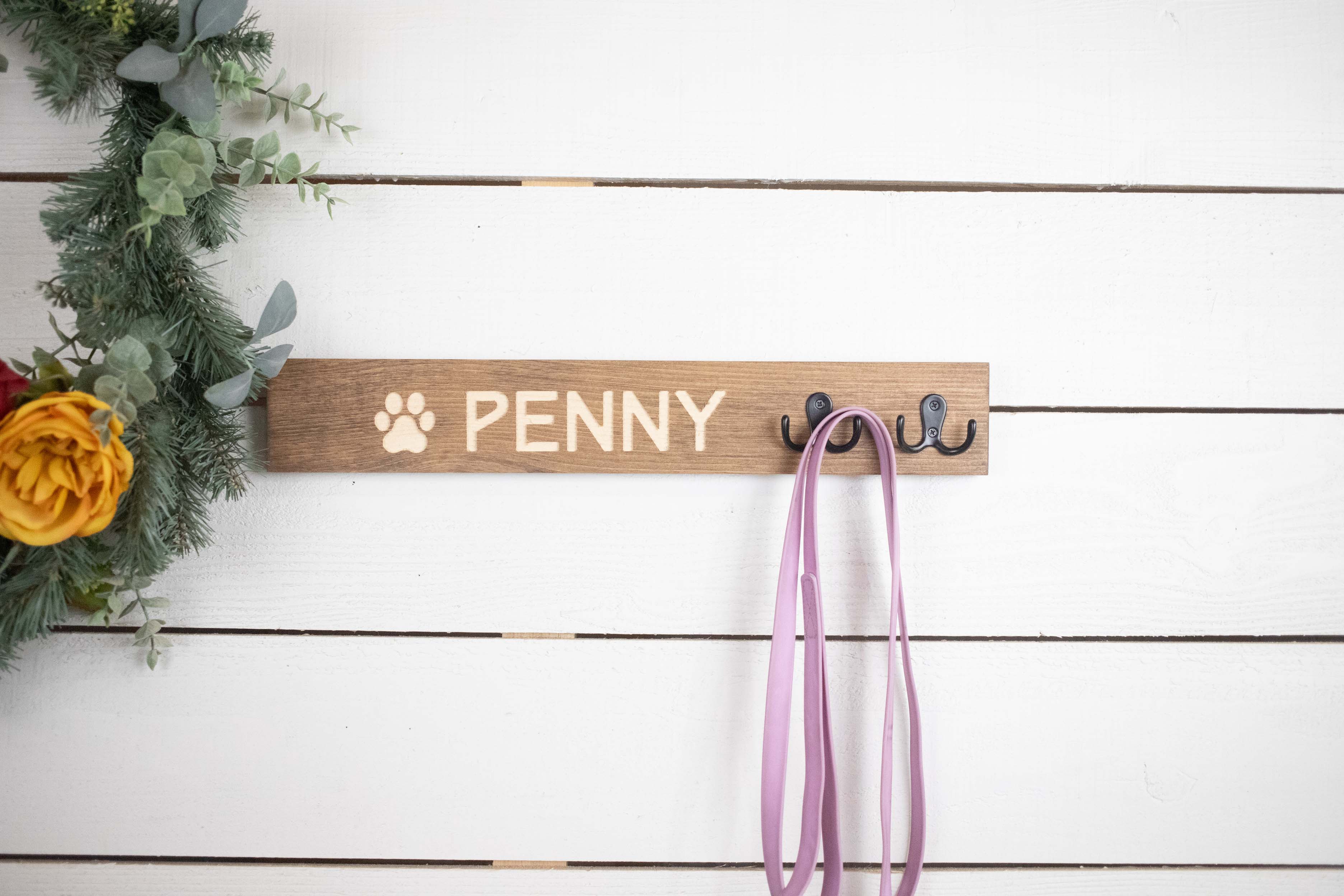 Horizontal Personalized Leash Holder, Engraved Backpack Hook, Customizable Coat Hook,-3