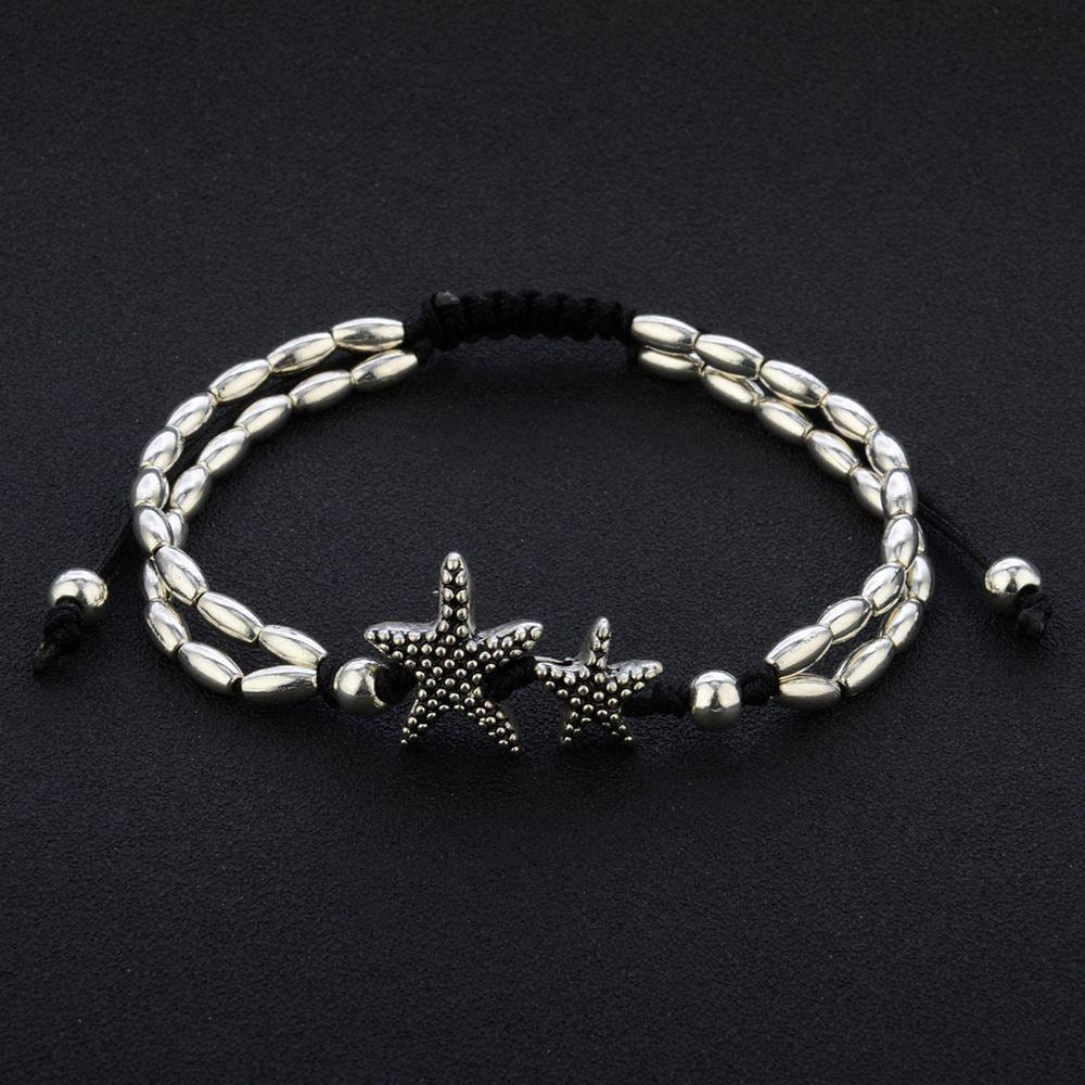 Vintage Double Beaded Starfish Anklet Ankle Bracelet-1