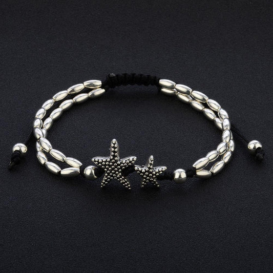Vintage Double Beaded Starfish Anklet Ankle Bracelet-1