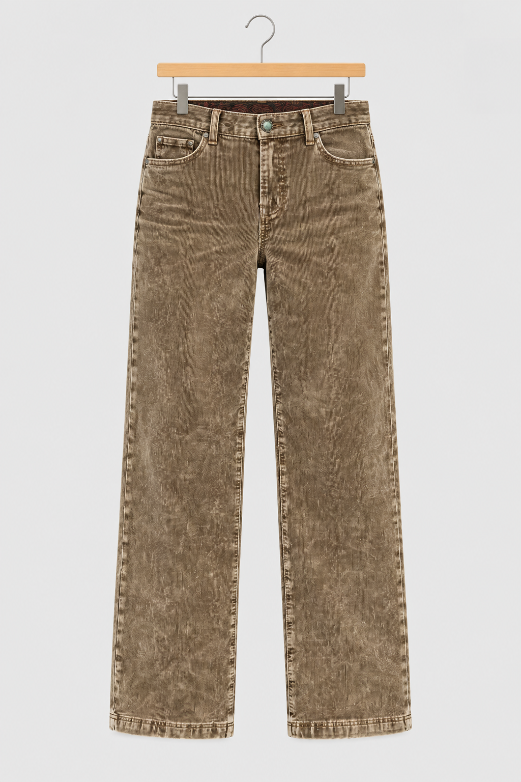 Straight-Leg Corduroy Zip-Front Pants