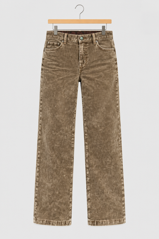 Straight-Leg Corduroy Zip-Front Pants