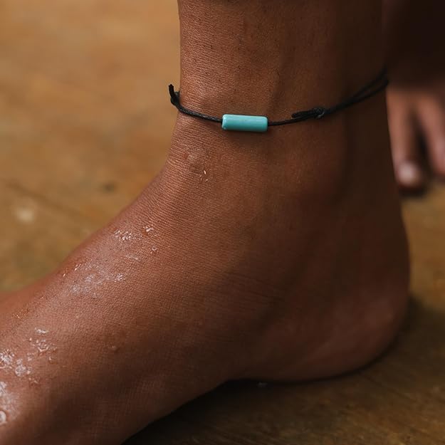 Turquoise Bar Minimal and Adjustable Anklet-2