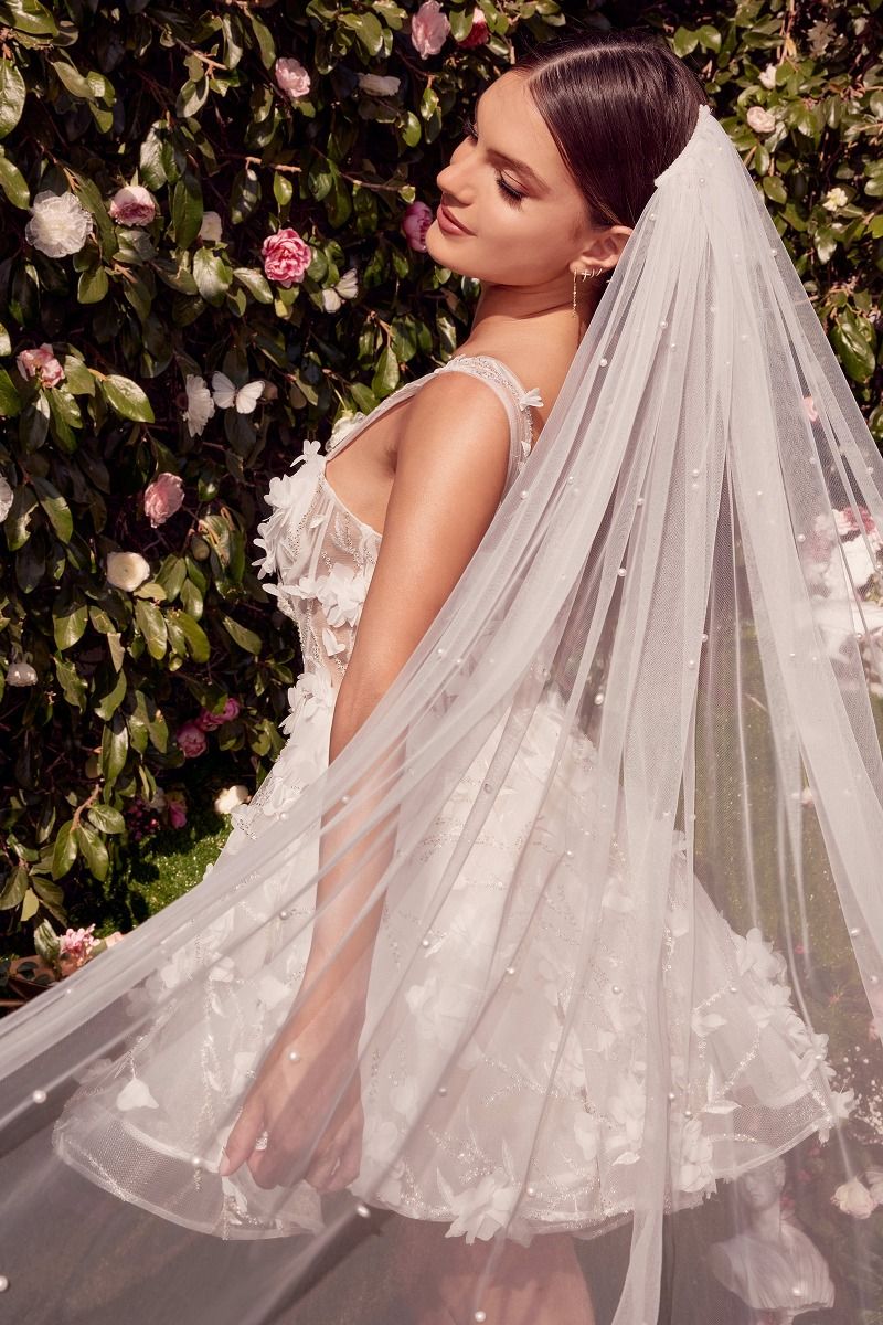 Wedding Mini With Beaded Floral Applique-2